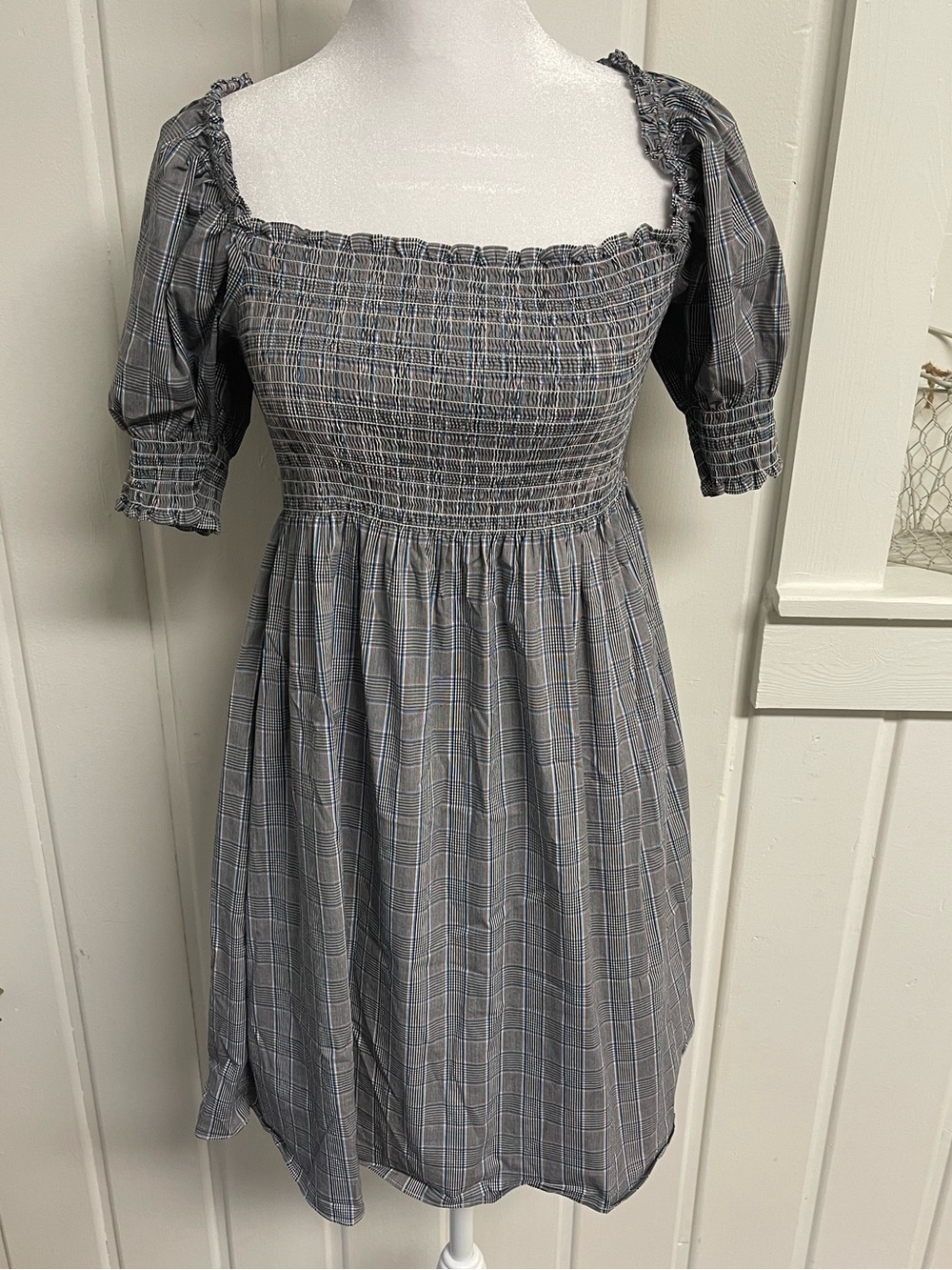 Hill House Athena Blue/Gray Plaid Dress